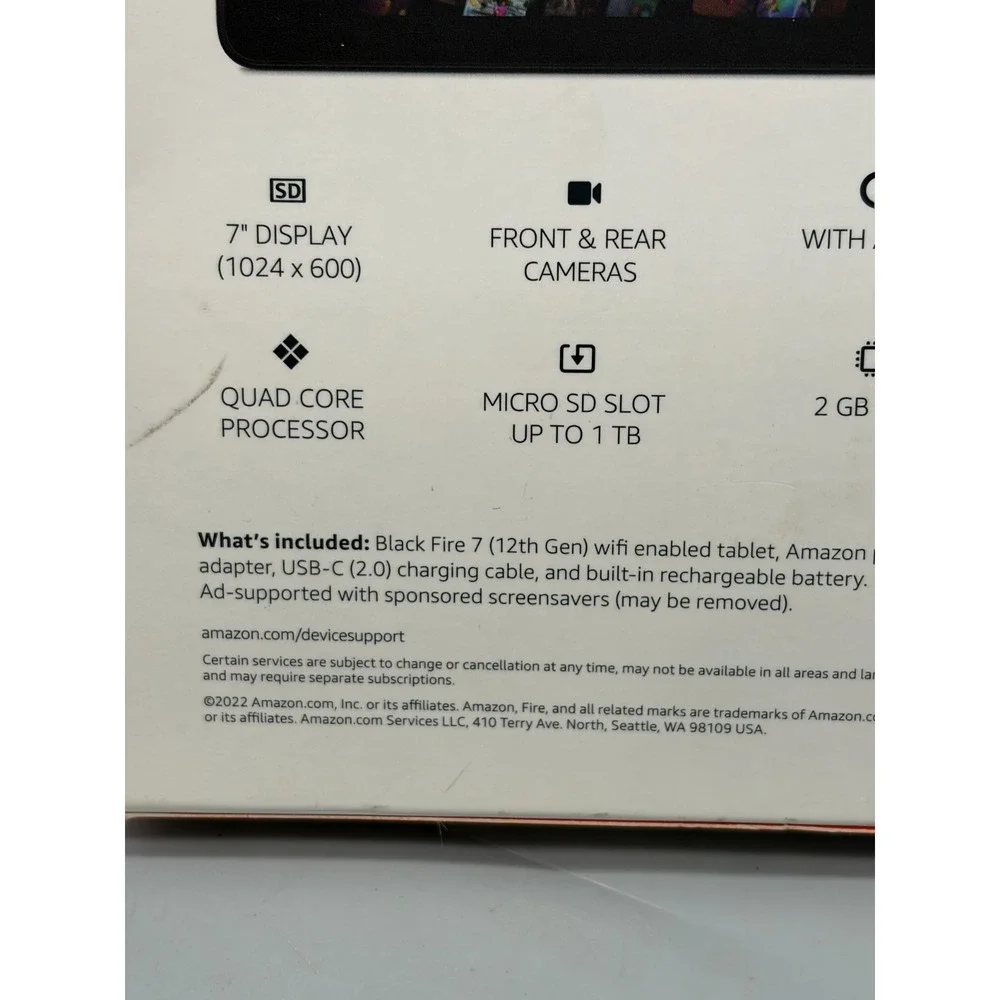Amazon Fire 7 Tablet (12th Gen) 16GB WiFi - Black - Sealed
